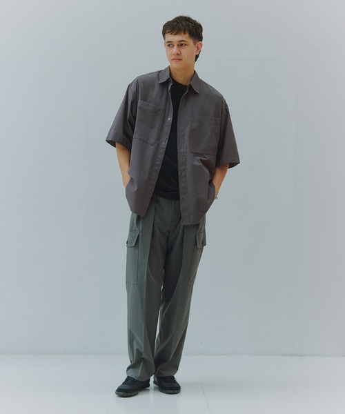 セール】【NewAnce】Two Tuck Draping Cargo Slacks / Polyester
