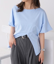 オフショル裾スリット半袖Tシャツ 秋物 秋服 2026年秋冬