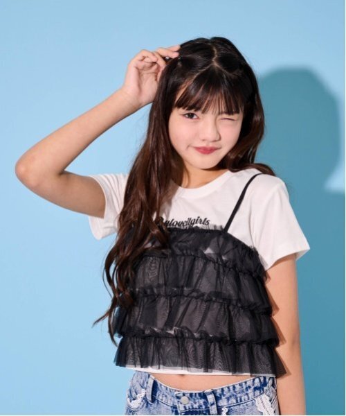 by LOVEiT（バイラビット）の「2WAYビスチェつきTシャツ（Tシャツ/カットソー・キッズ・ピンク/ブラック・160cm/150cm/140cm/130cm/120cm）」の2枚目の写真