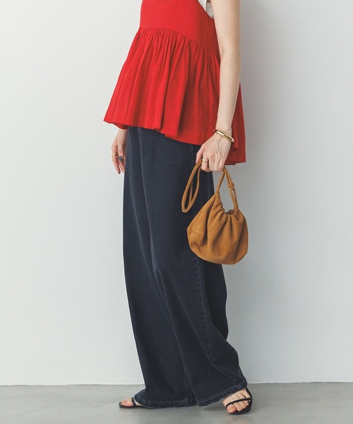 hunch(ハンチ)の「ダメージデニム ゆるストレートパンツ(デニムパンツ・レディース・ブラック/ライトグレー/ライトインディゴブルー・FREE)」の8枚目の写真