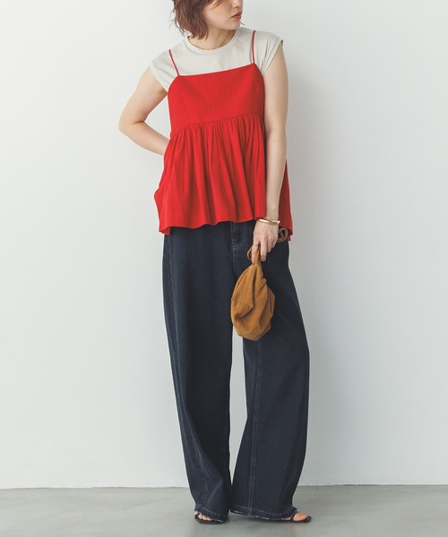 hunch(ハンチ)の「ダメージデニム ゆるストレートパンツ(デニムパンツ・レディース・ブラック/ライトグレー/ライトインディゴブルー・FREE)」の10枚目の写真