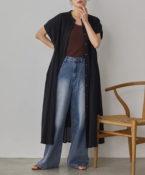 hunch(ハンチ)の「ダメージデニム ゆるストレートパンツ(デニムパンツ・レディース・ブラック/ライトグレー/ライトインディゴブルー/ワンウォッシュ/ブルー系その他・FREE)」の19枚目の写真
