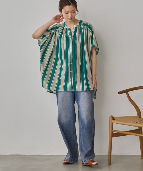 hunch(ハンチ)の「ダメージデニム ゆるストレートパンツ(デニムパンツ・レディース・ブラック/ライトグレー/ライトインディゴブルー/ワンウォッシュ/ブルー系その他・FREE)」の20枚目の写真