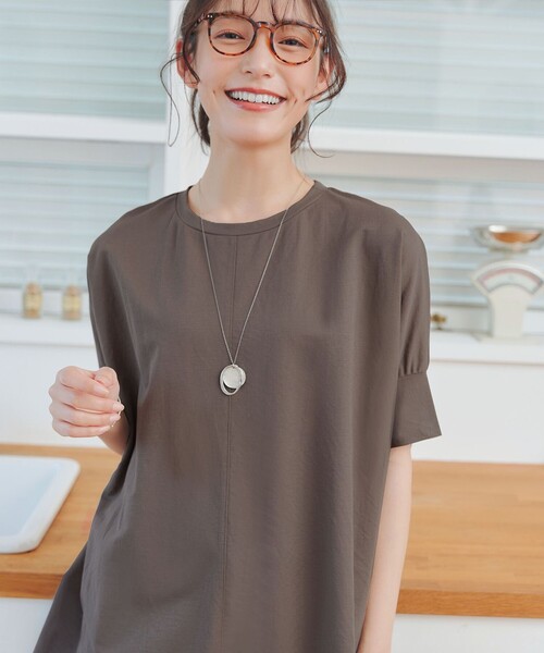 Tiaclasse(ティアクラッセ)の「【接触冷感】イージーカットソードルマントップス(Tシャツ/カットソー・レディース・ブラウン/ブルー/ブラック・XL)」の7枚目の写真