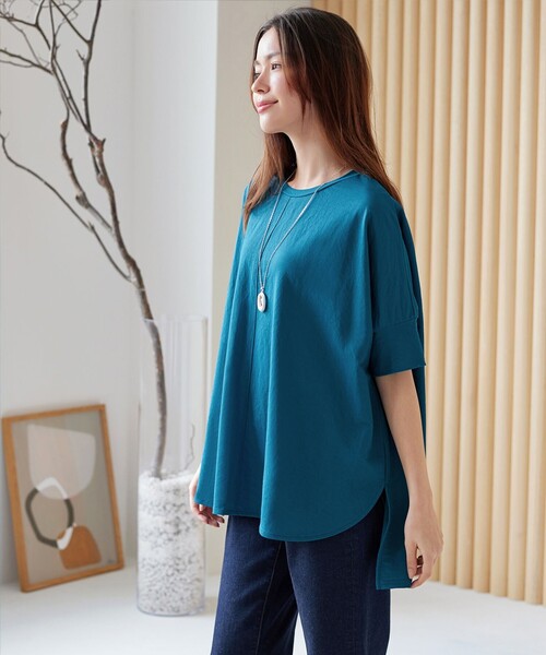 Tiaclasse(ティアクラッセ)の「【接触冷感】イージーカットソードルマントップス(Tシャツ/カットソー・レディース・ブラウン/ブルー/ブラック・XL)」の15枚目の写真