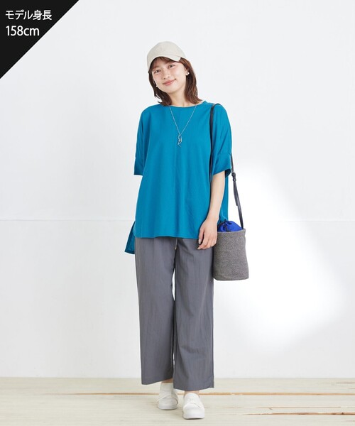 Tiaclasse(ティアクラッセ)の「【接触冷感】イージーカットソードルマントップス(Tシャツ/カットソー・レディース・ブラウン/ブルー/ブラック・XL)」の22枚目の写真