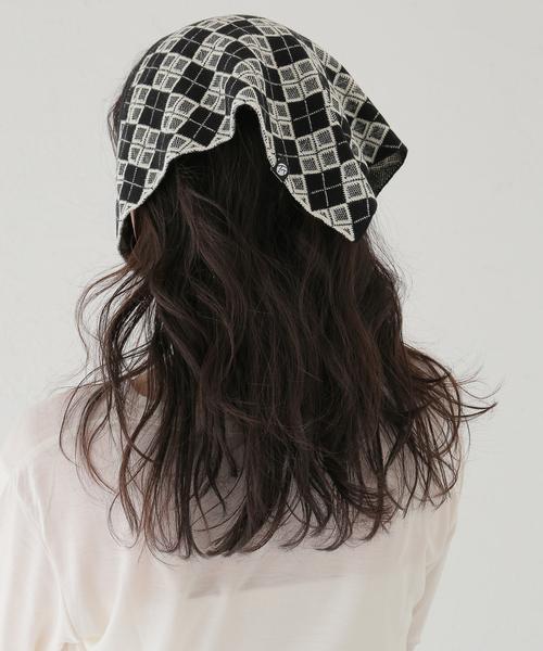 完売品 YANYAN ARGYLE COTTON HEADBAND スカーフ YANYAN ARGYLE COTTON HEADBAND YYW25-1802：スカーフ（スカーフ