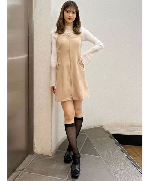 MERCURYDUO（マーキュリーデュオ）の「ベアナローワンピース（ワンピース・レディース・ブラック/ベージュ・SMALL/MEDIUM）」の20枚目の写真