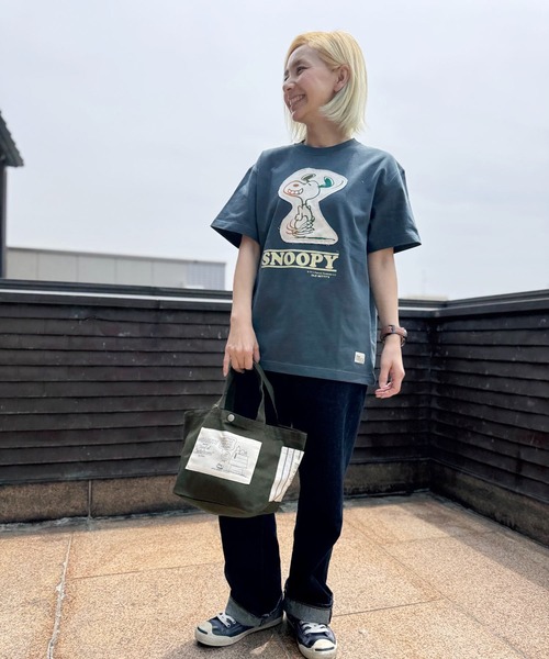 SNOOPY×OLD BETTY'S（スヌーピーカケルオールドベティーズ）の「SNOOPY Heavy Canvas Lunch Bag (HOUSE)（トートバッグ・レディース・ネイビー/キャメル/オリーブ・FREE）」の5枚目の写真