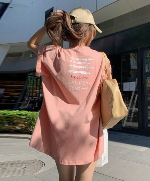 SHEPP（シープ）の「スマイルプリントBIGT（Tシャツ/カットソー・レディース・ホワイト/ピンク・L/XL）」の4枚目の写真