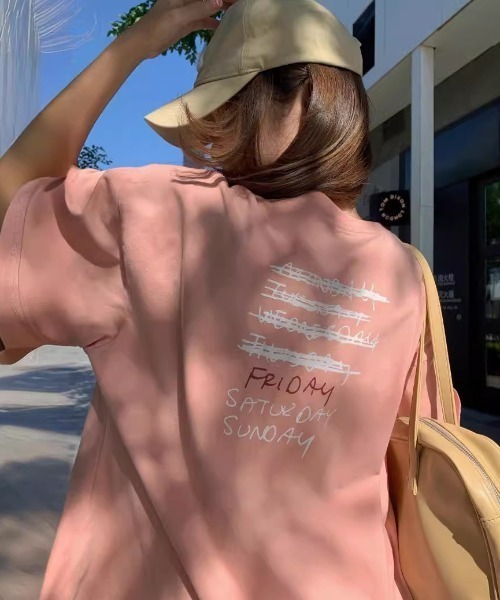 SHEPP（シープ）の「スマイルプリントBIGT（Tシャツ/カットソー・レディース・ホワイト/ピンク・L/XL）」の5枚目の写真