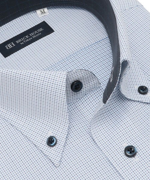 TOKYO SHIRTS(トウキョウシャツ)の「【吸水速乾】 形態安定ノーアイロン ボタンダウン 半袖ビジネスワイシャツ(ビジネスシャツ・メンズ・ブルー・首回り39cm/首回り41cm/首回り42cm/首回り43cm/首回り37cm)」の2枚目の写真