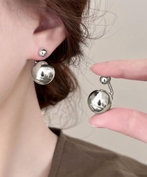 メタルボールピアス きれいめ 一粒ピアス