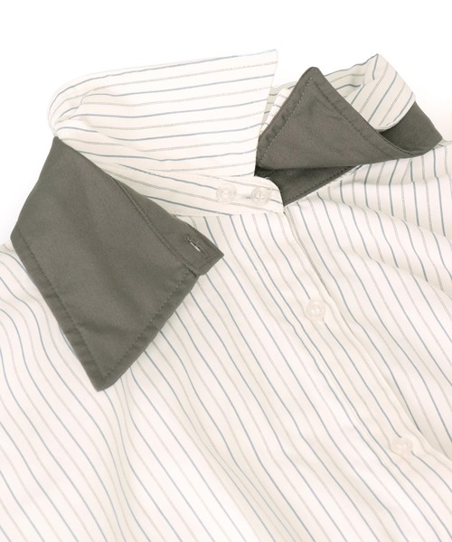 Settimissimo（セッティミッシモ）の「ストライプ 配色 ダブル襟 半袖シャツ（シャツ/ブラウス・レディース・ブルー/オフホワイト・FREE）」の18枚目の写真
