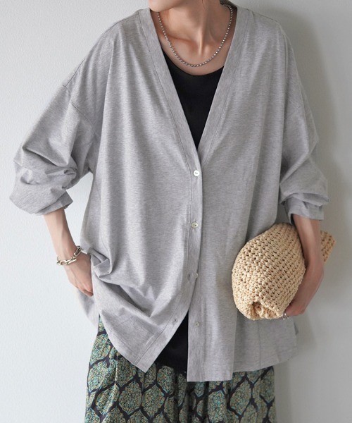 HUG.U(ハグユー)の「ひんやり 接触冷感 「超使える」 カーディガン(カーディガン/ボレロ・レディース・グレー/ブラック/ホワイト/ブラウン/モスグリーン/ダークグレー・FREE)」の4枚目の写真