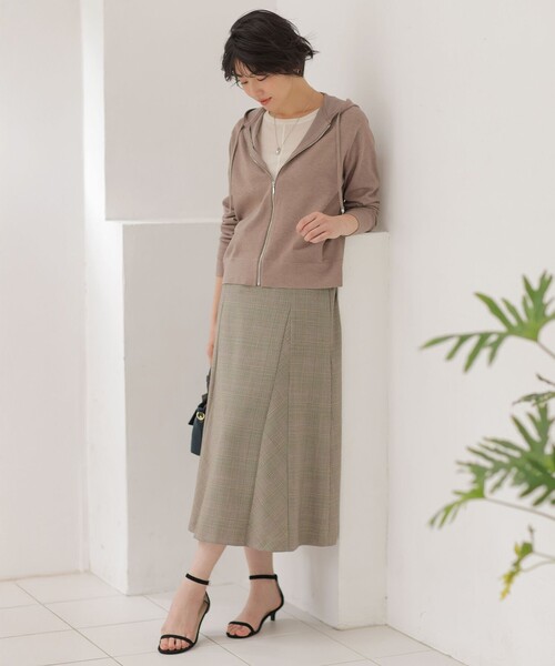 新品 ツイルチェックスカート ichi】 インディゴツイルチェック