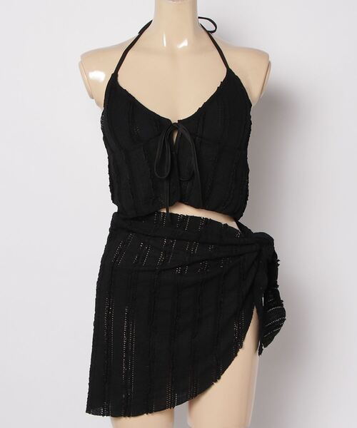 FREE STYLISTS（フリー スタイリスト）の「Y2K 腰巻スカートレースシャーリング 水着 [3点セット]（水着・レディース・ブルー/ブラック/ピンク・FREE）」の7枚目の写真