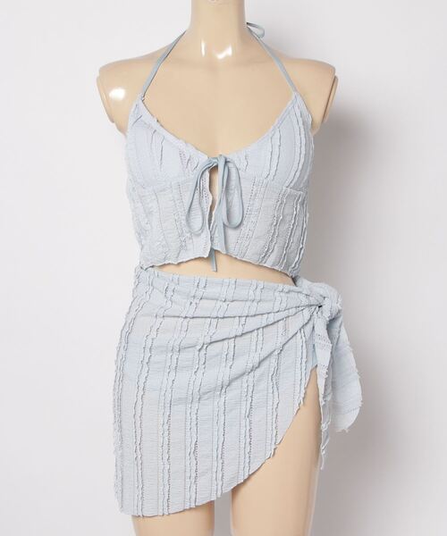 FREE STYLISTS（フリー スタイリスト）の「Y2K 腰巻スカートレースシャーリング 水着 [3点セット]（水着・レディース・ブルー/ブラック/ピンク・FREE）」の14枚目の写真