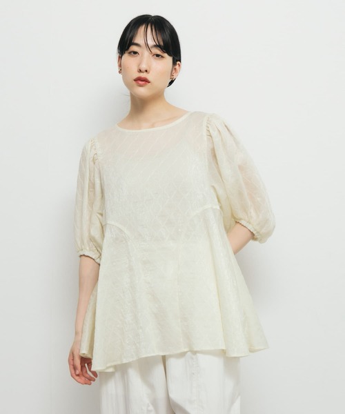 KBF(ケイビーエフ)の「パネルラインシアーブラウス(シャツ/ブラウス・レディース・ブラック/ブルー/アイボリー・ONE)」の1枚目の写真