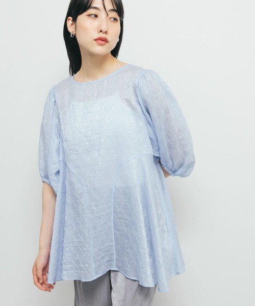 KBF(ケイビーエフ)の「パネルラインシアーブラウス(シャツ/ブラウス・レディース・ブラック/ブルー/アイボリー・ONE)」の18枚目の写真