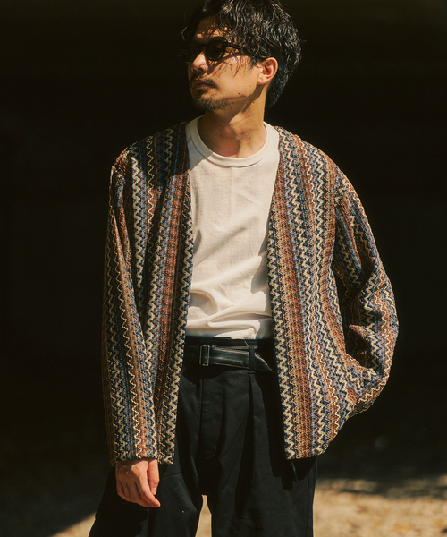 417 EDIFICE(フォーワンセブンエディフィス)の「ラッセルレース カーデ(カーディガン/ボレロ・メンズ・ブラウン/グリーン/チャコールグレー・MEDIUM/LARGE)」の2枚目の写真