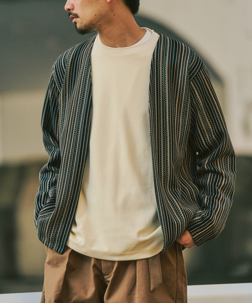 417 EDIFICE(フォーワンセブンエディフィス)の「ラッセルレース カーデ(カーディガン/ボレロ・メンズ・ブラウン/グリーン/チャコールグレー・MEDIUM/LARGE)」の3枚目の写真