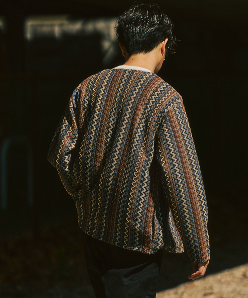 417 EDIFICE(フォーワンセブンエディフィス)の「ラッセルレース カーデ(カーディガン/ボレロ・メンズ・ブラウン/グリーン/チャコールグレー・MEDIUM/LARGE)」の8枚目の写真