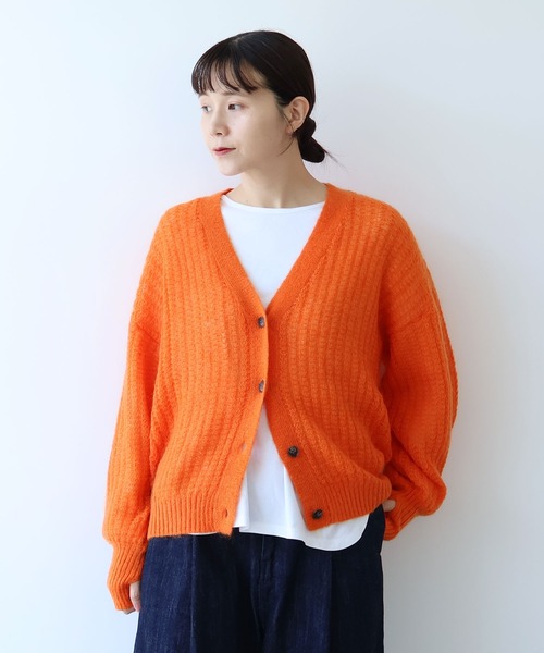 yuni（ユニ　）の「ウール/mohair/ナイロン カーディガン（カーディガン/ボレロ・レディース・ピンク/ベージュ/オレンジ/サックスブルー・FREE）」の4枚目の写真