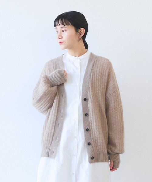 yuni（ユニ　）の「ウール/mohair/ナイロン カーディガン（カーディガン/ボレロ・レディース・ベージュ/ピンク・FREE）」の6枚目の写真