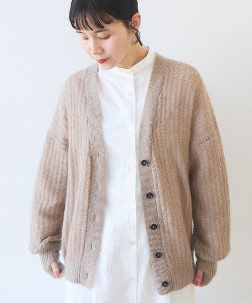 yuni（ユニ　）の「ウール/mohair/ナイロン カーディガン（カーディガン/ボレロ・レディース・ベージュ/ピンク・FREE）」の7枚目の写真