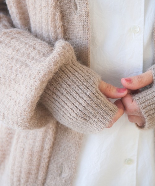 yuni（ユニ　）の「ウール/mohair/ナイロン カーディガン（カーディガン/ボレロ・レディース・ベージュ/ピンク・FREE）」の3枚目の写真