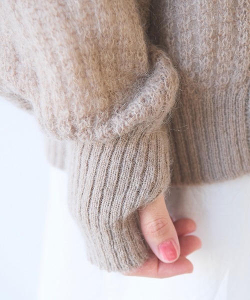 yuni（ユニ　）の「ウール/mohair/ナイロン カーディガン（カーディガン/ボレロ・レディース・ベージュ/ピンク・FREE）」の4枚目の写真