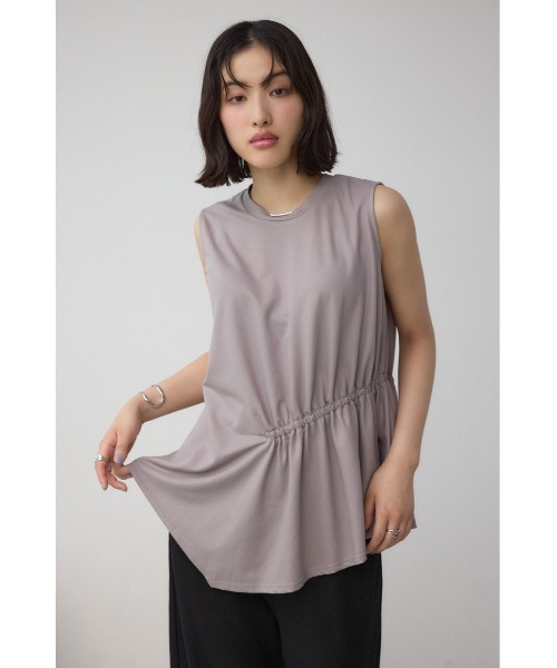 AZUL by moussy(アズールバイマウジー)の「C/T冷感アシメギャザートップス(Tシャツ/カットソー・レディース・ブラック/ブラック系その他/ライトグレー・FREE)」の14枚目の写真