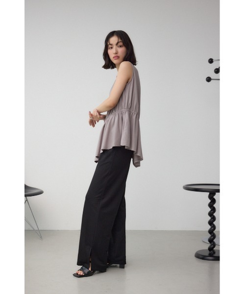 AZUL by moussy(アズールバイマウジー)の「C/T冷感アシメギャザートップス(Tシャツ/カットソー・レディース・ブラック/ブラック系その他/ライトグレー・FREE)」の13枚目の写真