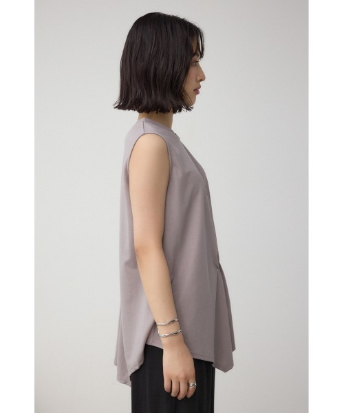 AZUL by moussy(アズールバイマウジー)の「C/T冷感アシメギャザートップス(Tシャツ/カットソー・レディース・ブラック/ブラック系その他/ライトグレー・FREE)」の10枚目の写真