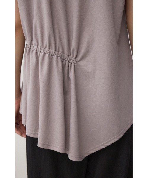 AZUL by moussy(アズールバイマウジー)の「C/T冷感アシメギャザートップス(Tシャツ/カットソー・レディース・ブラック/ブラック系その他/ライトグレー・FREE)」の5枚目の写真