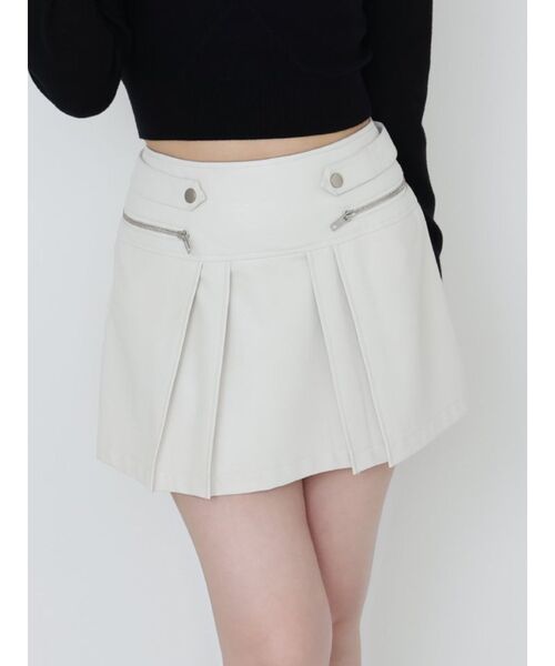 EATME（イートミー）の「ヴィンテージライクフェイクレザースカート（スカート・レディース・ブラウン/グレー/アイボリー・FREE）」の2枚目の写真