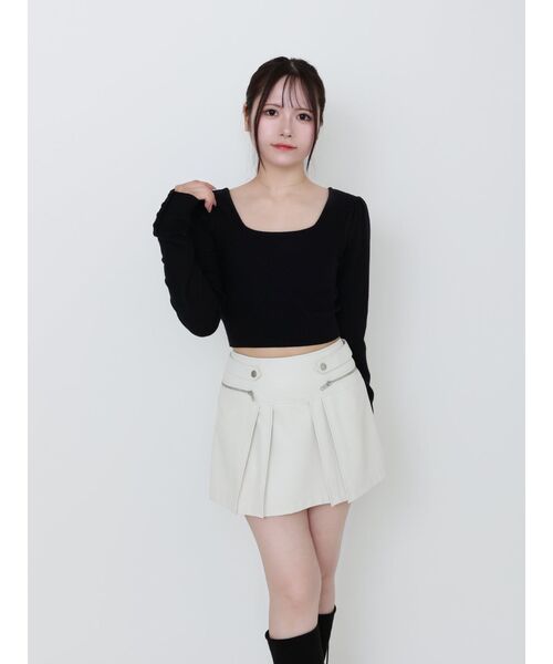 EATME（イートミー）の「ヴィンテージライクフェイクレザースカート（スカート・レディース・ブラウン/グレー/アイボリー・FREE）」の10枚目の写真