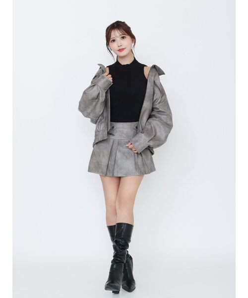 EATME（イートミー）の「ヴィンテージライクフェイクレザースカート（スカート・レディース・ブラウン/グレー/アイボリー・FREE）」の11枚目の写真