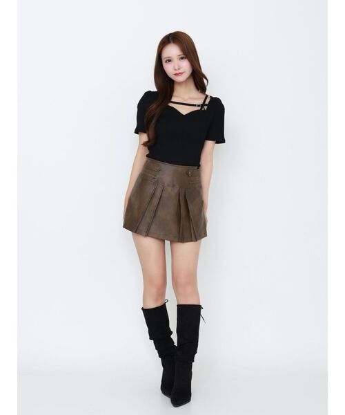 EATME（イートミー）の「ヴィンテージライクフェイクレザースカート（スカート・レディース・ブラウン/グレー/アイボリー・FREE）」の18枚目の写真