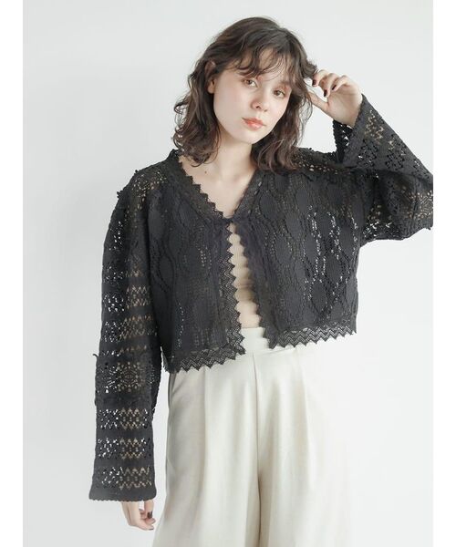 FIKA.(フィーカ)の「Cotton lace bolero(その他トップス・レディース・ブラック/ホワイト・MEDIUM)」の7枚目の写真
