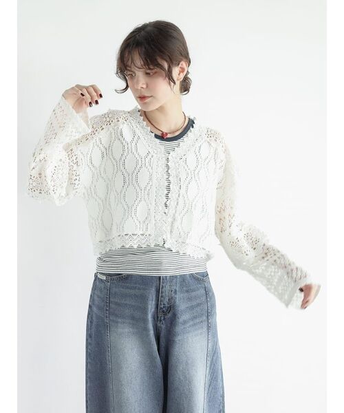 FIKA.(フィーカ)の「Cotton lace bolero(その他トップス・レディース・ブラック/ホワイト・MEDIUM)」の1枚目の写真
