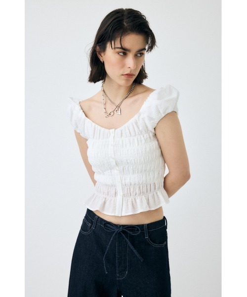 MOUSSY オープンネックギャザーブラウス OPEN NECK GATHER ブラウス（シャツ/ブラウス）｜MOUSSY