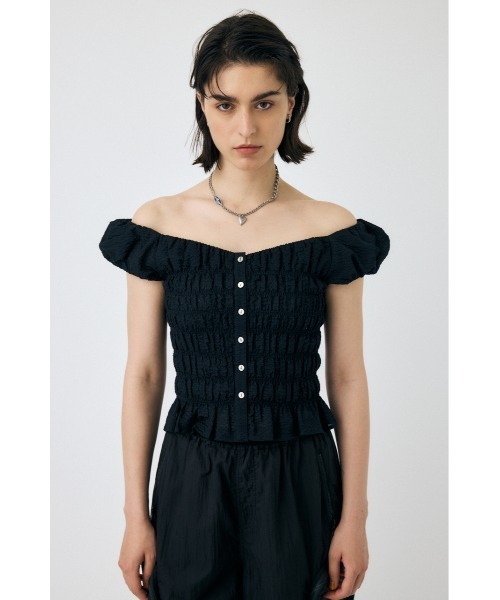 MOUSSY オープンネックギャザーブラウス MOUSSY | OPEN NECK GATHER ブラウス (シャツ・ブラウス ) |SHEL