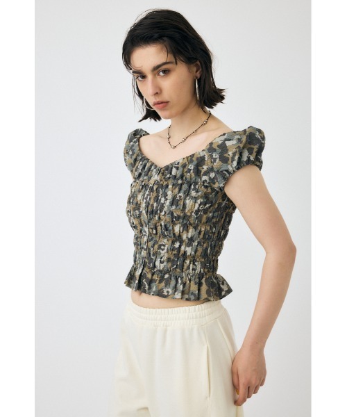MOUSSY(マウジー)の「OPEN NECK GATHER ブラウス(シャツ/ブラウス・レディース・ホワイト/グリーン系その他2/ブラック・FREE)」の16枚目の写真