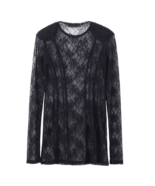 JOHN LAWRENCE SULLIVAN（ジョンローレンスサリバン）の「FROWER LACE TUNIC TOP（Tシャツ/カットソー・レディース・ブラック・ONE SIZE）」の2枚目の写真