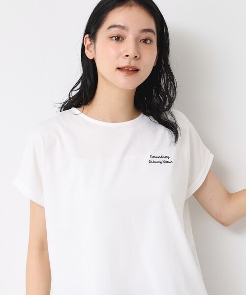 Dessin(デッサン)の「【洗える】フレンチスリーブロゴ入りTシャツ(Tシャツ/カットソー・レディース・ブラック系2/ホワイト系/ブラック・00/01/02/03)」の3枚目の写真