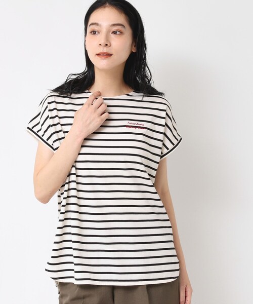 Dessin(デッサン)の「【洗える】フレンチスリーブロゴ入りTシャツ(Tシャツ/カットソー・レディース・ブラック系2/ホワイト系/ブラック・00/01/02/03)」の2枚目の写真