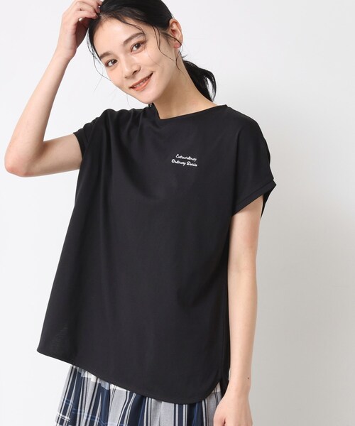 Dessin(デッサン)の「【洗える】フレンチスリーブロゴ入りTシャツ(Tシャツ/カットソー・レディース・ブラック系2/ホワイト系/ブラック・00/01/02/03)」の8枚目の写真
