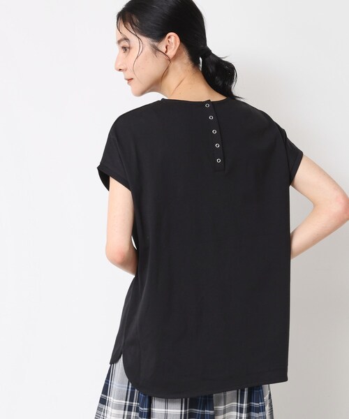 Dessin(デッサン)の「【洗える】フレンチスリーブロゴ入りTシャツ(Tシャツ/カットソー・レディース・ブラック系2/ホワイト系/ブラック・00/01/02/03)」の9枚目の写真